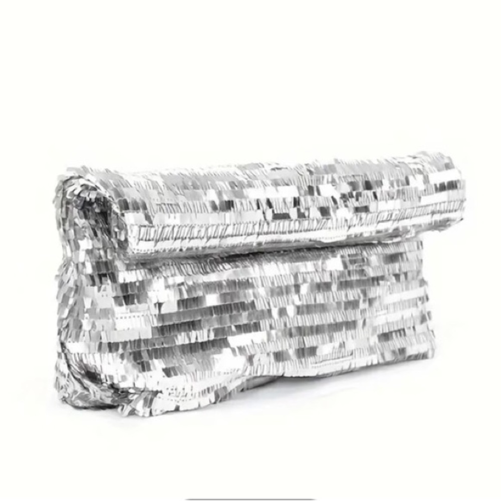 Silver Sequin Clutch